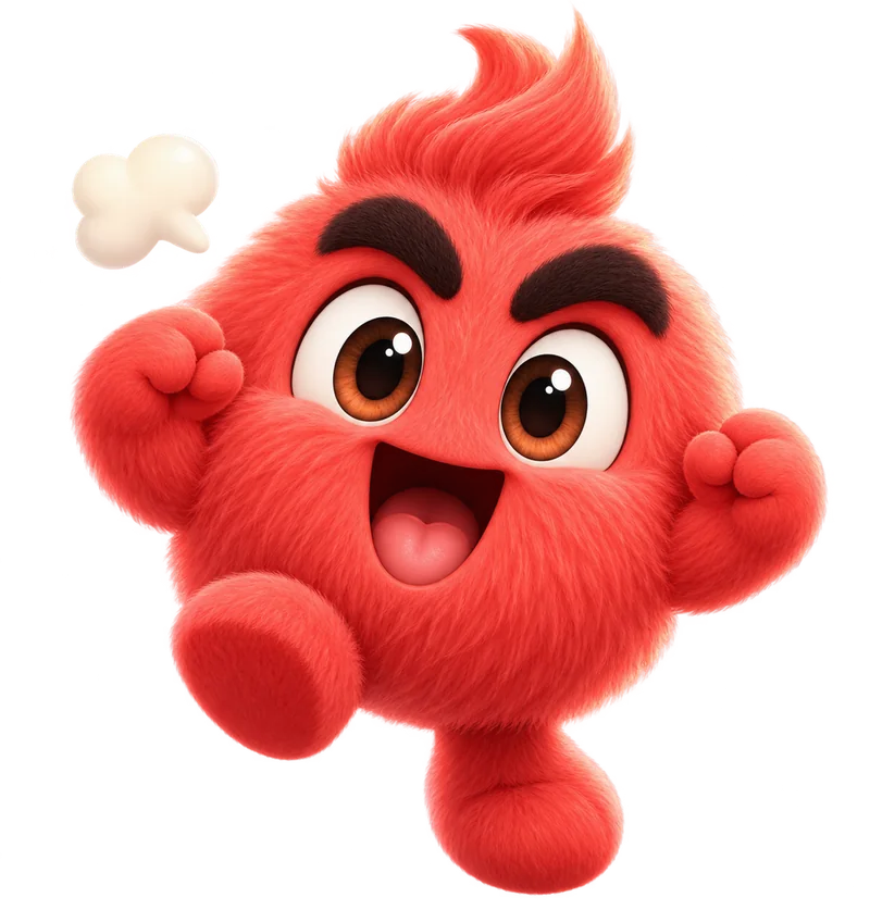 Red fiery MoodMatch character expressing anger